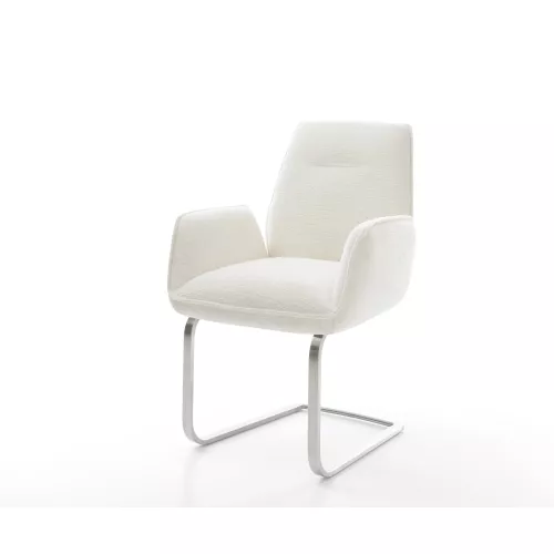 DELIFE Cantilever Zoa-Flex bouclé doux beige pied cantilever plat acier inoxydable resorts ensachés, Chaises de salle à manger
