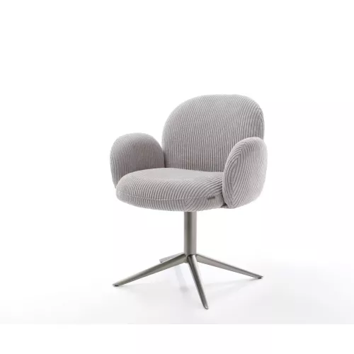 DELIFE Chaise-pivotante Nube-Flex mit Armlehnen côtelé gris argenté pied de chaise 4 branches grafiete pivotement sur 360° fonction bascule...