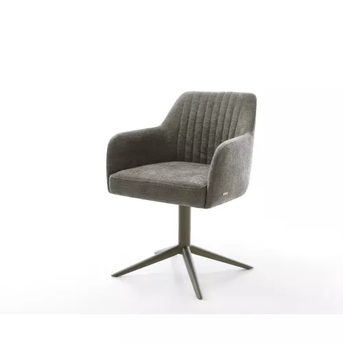 DELIFE Chaise-pivotante Greg-Flex bouclé doux couleur boue pied de chaise 4 branches aspect titane pivotement sur 360° fonction bascule resorts...