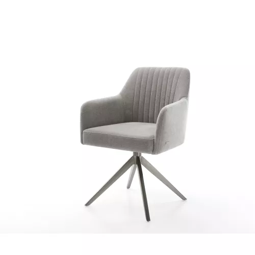 DELIFE Chaise-pivotante Greg-Flex tissu structuré doux gris pied croisé large grafiete pivotement sur 360° fonction bascule resorts ensachés,...