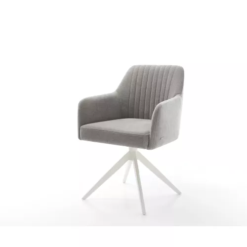 DELIFE Chaise-pivotante Greg-Flex tissu structuré doux gris pied croisé large blanc pivotement sur 360° fonction bascule resorts ensachés, Chaises...