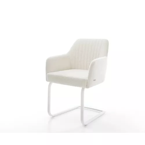 DELIFE Cantilever Greg-Flex bouclé doux beige pied cantilever plat blanc resorts ensachés, Chaises de salle à manger