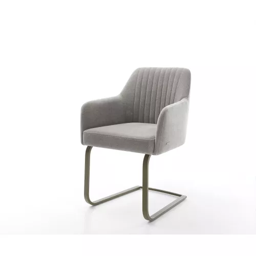 DELIFE Cantilever Greg-Flex tissu structuré doux gris pied cantilever plat aspect titane resorts ensachés, Chaises de salle à manger