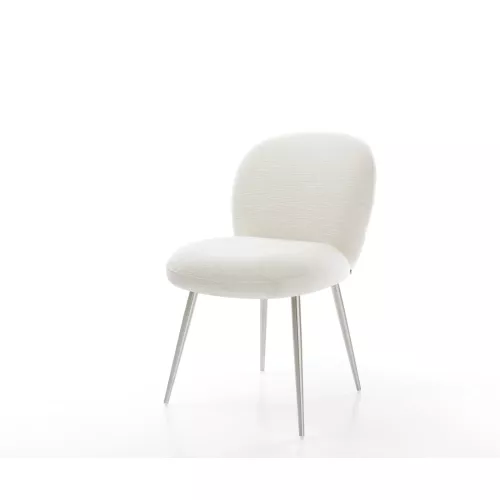 DELIFE Chaise-de-salle-à-manger Nube-Flex bouclé doux beige 4 pieds coniques acier inoxydable resorts ensachés, Chaises de salle à manger