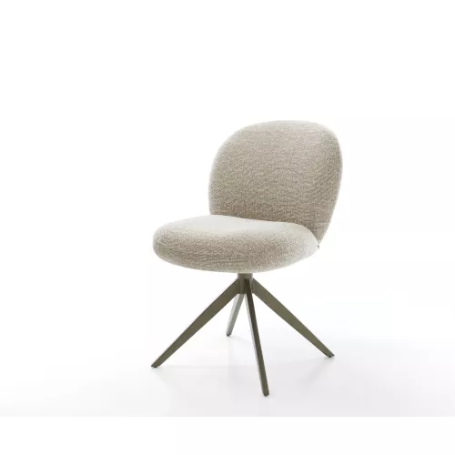 DELIFE Chaise-pivotante Nube-Flex tissu tissé doux beige pied croisé large aspect titane pivotement sur 360° fonction bascule resorts ensachés,...