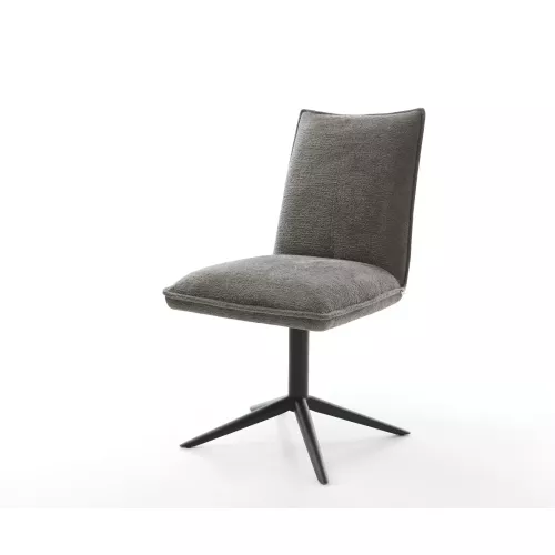 DELIFE Chaise-pivotante Lelio-Flex bouclé doux couleur boue pied de chaise 4 branches noir pivotement sur 360° fonction bascule resorts ensachés,...