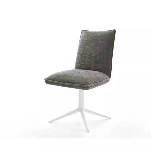 DELIFE Chaise-pivotante Lelio-Flex bouclé doux couleur boue pied de chaise 4 branches blanc pivotement sur 360° fonction bascule resorts ensachés,...