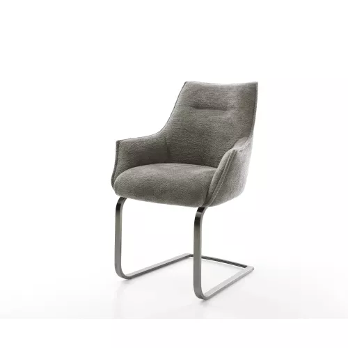 DELIFE Cantilever Alja-Flex avec accoudoirs bouclé doux couleur boue pied cantilever plat grafiete resorts ensachés, Chaises de salle à manger