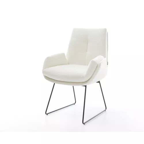 DELIFE Chaise-de-salle-à-manger Clea-Flex bouclé doux beige pied trapèze noir, Chaises de salle à manger