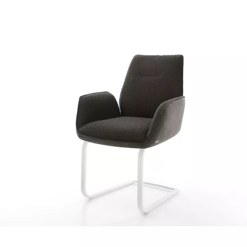 DELIFE Cantilever Zoa-Flex tissu mixte noir pied cantilever plat blanc ressorts ensachés, Chaises de salle à manger