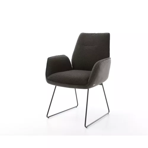 DELIFE Chaise-de-salle-à-manger Zoa-Flex tissu mixte noir pied trapèze noir ressorts ensachés, Chaises de salle à manger