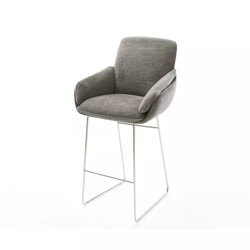 DELIFE Chaise-de-bar Luan-Flex Bouclé doux Boue Pied trapèze acier inoxydable Argent, Chaises de bar