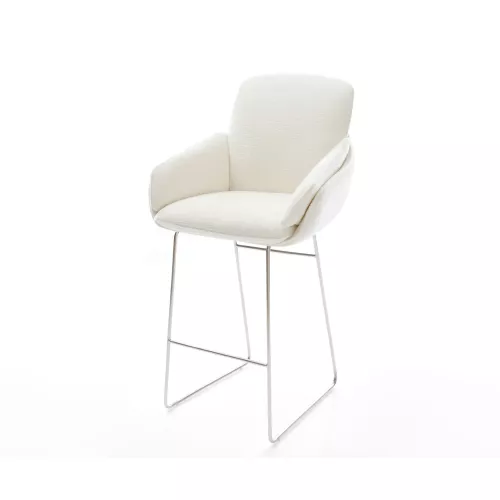 DELIFE Chaise-de-bar Luan-Flex Bouclé doux Beige Pied trapèze acier inoxydable Argent, Chaises de bar