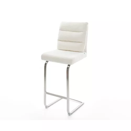 DELIFE Chaise-de-bar Pela-Flex Bouclé doux Beige Pied cantilever acier inoxydable Argent, Chaises de bar