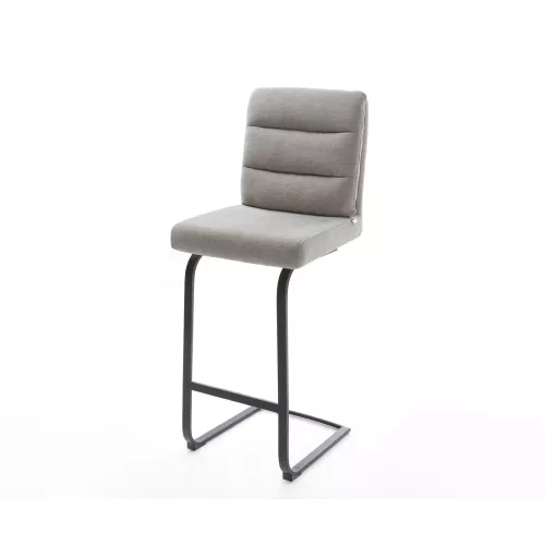 DELIFE Chaise-de-bar Pela-Flex Tissu structuré doux Gris Pied cantilever plat noir Noir, Chaises de bar