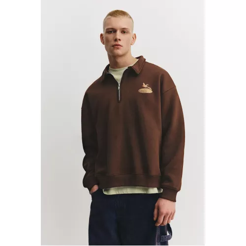 Sweat-Shirt Col Polo Graphique