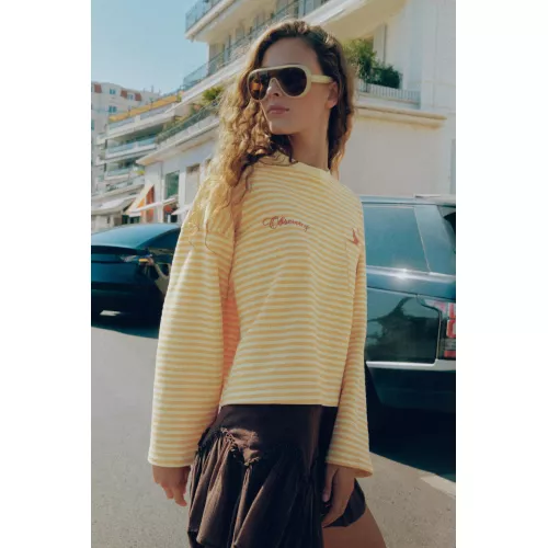 Sweat Oversize À Rayures Et Imprimé