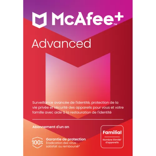 McAfee+ Advanced Family 2026 | Renouvellement automatique | Appareils illimités | 1 An | Téléchargement