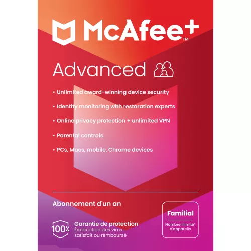 McAfee+ Advanced Family 2026 | Appareils illimités | 1 An | Boîte