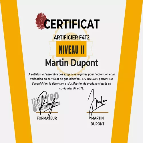 Formation Artificier F4T2 - Niveau 1 et 2 Formation F4T2 - Niveau 2