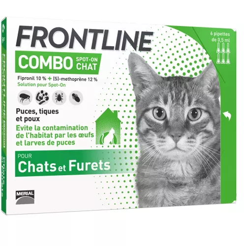 6 x Combo Frontline® Spot-on Chat - 6 pipettes contre puces, tiques et poux
