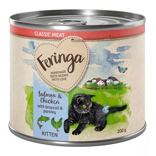 6x200g Feringa Kitten saumon, poulet - Pâtée pour chaton