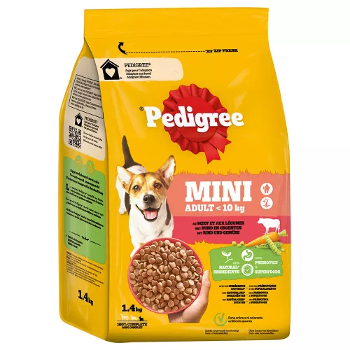 Lot Pedigree pour chien - Mini Adult <10 kg bœuf, légumes (6 x 1,4 kg)