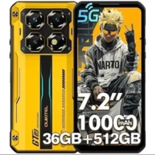 Smartphone robuste OUKITEL WP60 5G 36Go (12+24) RAM 512Go ROM,7.2″ 120Hz,10000mAh,Jaune