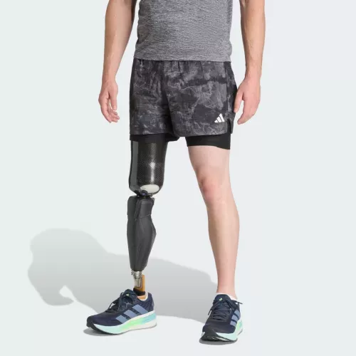 Adidas Short 2 en 1 spray dye Own The Run Hommes Grey Four / Black S