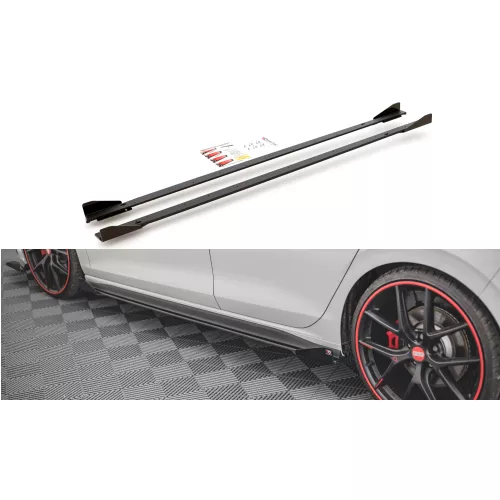 Maxton - Street Pro Rajouts Des Bas De Caisse Volkswagen Golf GTI Clubsport Mk8 Facelift Noir + Rabats Brillant