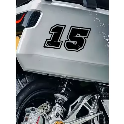 Autocollant de moto en vinyle auto-adhésif, 1 pièce, numéro noir amusant, imperméable, pour carénage, casque, garde-boue arrière, réservoir de carbura