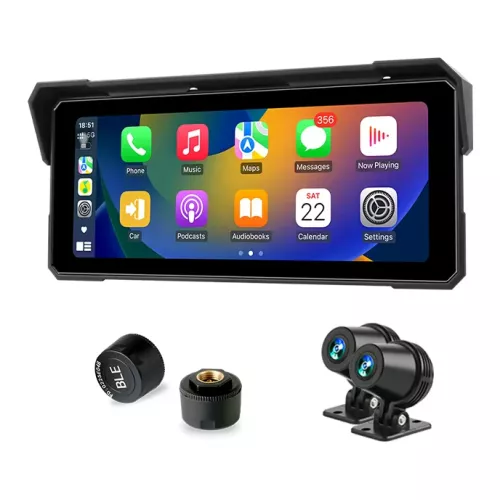Srnubi 8.1'' Carplay Motorcycle DVR GPS Navigaton Android Auto IP67 Tableau de bord numérique étanche pour moto double Bluetooth