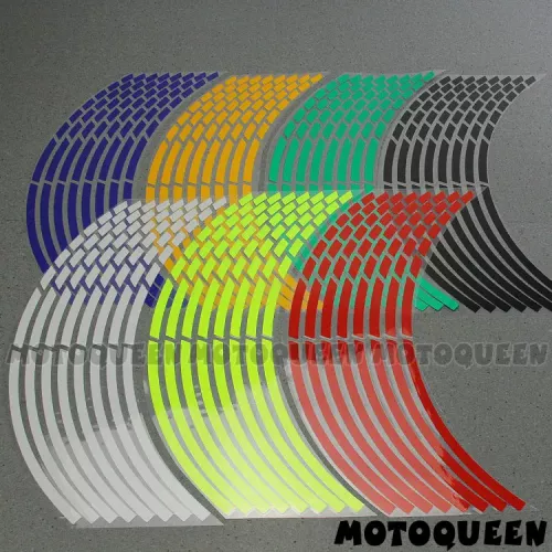 16 pièces 17 ″18″ jantes décalcomanies moto voiture roues autocollants réfléchissants rayures moto pour Honda Yamaha Kawasaki Suzuki benelli