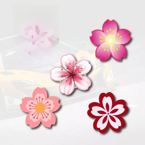 11 pièces Sakura moto voiture autocollants Scooter carrosserie réservoir rose fleur couverture créative rayures étanche Auto fenêtre pare-chocs décalc