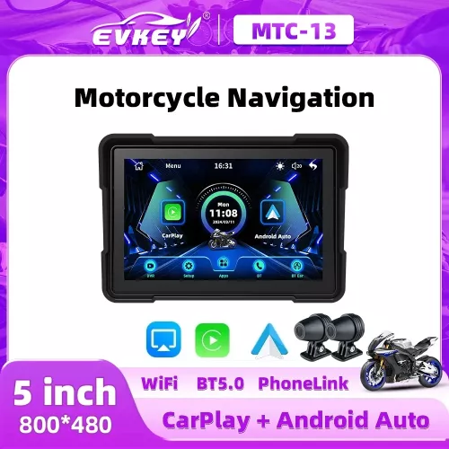 EKIY 5.0 pouces sans fil CarPlay Moto Portable numérique Moto tableau de bord GPS Navigation écran d'affichage Android Auto moniteur