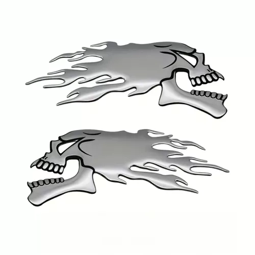 Deux autocollants de réservoir de moto crâne fantôme 3Dpvc, autocollants de voiture cool, autocollants de modification de moto personnalisés, autocoll