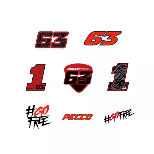 Équipe de moto de course Conducteur de course Pecco Bagnaia No. 63 autocollants décalcomanies Gofree vinyle Aufkleber Adesivi Autocollant de voiture