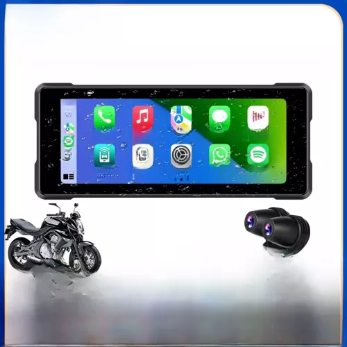 JMCQ 6.86 ''Moto DVR GPS Navigation sans fil Carplay Android Auto Dash Cam IP67 étanche double Bluetooth Moto moniteur