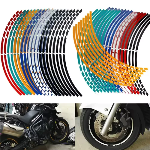 16 pièces autocollants de pneu de voiture de moto bandes de garniture autocollant de roue de vélo réfléchissant universel bande de jante de roue de mo