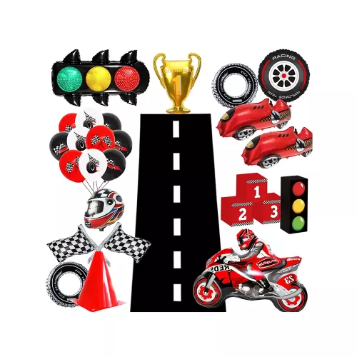 Nappe de voiture de course 60x200cm, décorations pour casque de moto, ballon de pneu, voiture de course pour enfants, fournitures de fête d'anniversai