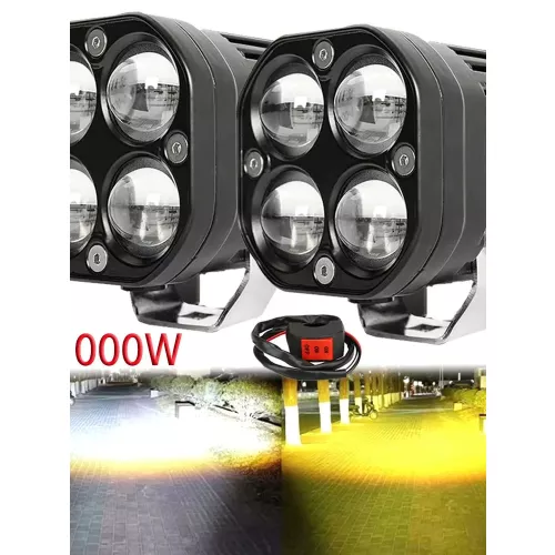 1000W Super lumineux 3 pouces double couleur LED phares de moto projecteurs auxiliaire12V 24V lampe de conduite pour 4x4 voiture Auto SUV ATV