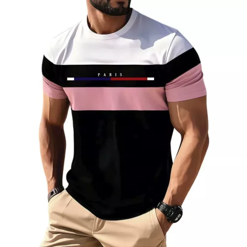 T-Shirt à manches courtes pour hommes, Simple et décontracté, imprimé, rayé, à la mode, de rue, haut d'été, ample, surdimensionné