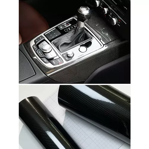 Autocollants auto-adhésifs imperméables en Fiber de carbone, noir brillant mat, pour voiture, téléphone portable pour moto, accessoires de voiture