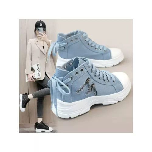 Tailles 35-44 chaussures de créateur de luxe pour femmes mode rétro bleu clair Denim haut chaussures décontractées en plein air antidérapant femmes ba