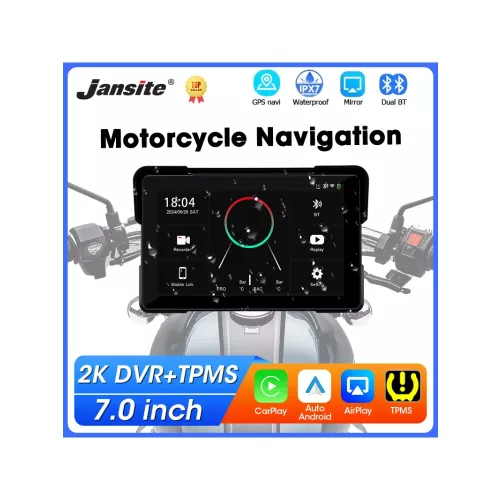 7 pouces Moto Navigation GPS sans fil CarPlay Android Auto Support 2K caméra écran Moto Portable Moto moniteur TPMS