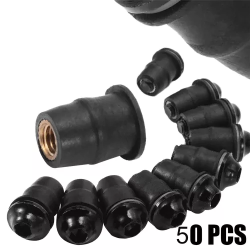 50 pièces moto M5 M6 métrique en caoutchouc pare-brise carénage bien écrou Wellnut pare-brise vis pour Auto moto tout-terrain