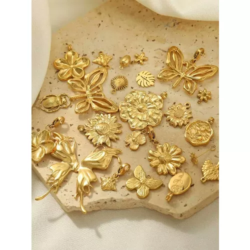 CARLIDANA mode tendance plaqué or accessoires en acier inoxydable à la main bricolage Rose fleur papillon abeille pendentifs breloques creuses