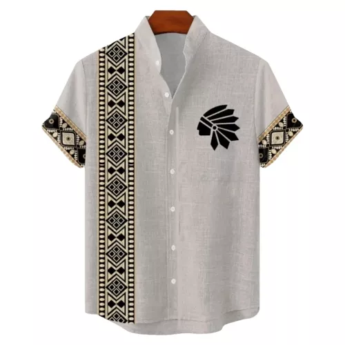 Nouveaux hommes 3D mode à manches courtes décontracté rue tendance été confort haut hawaïen coton et lin chemise