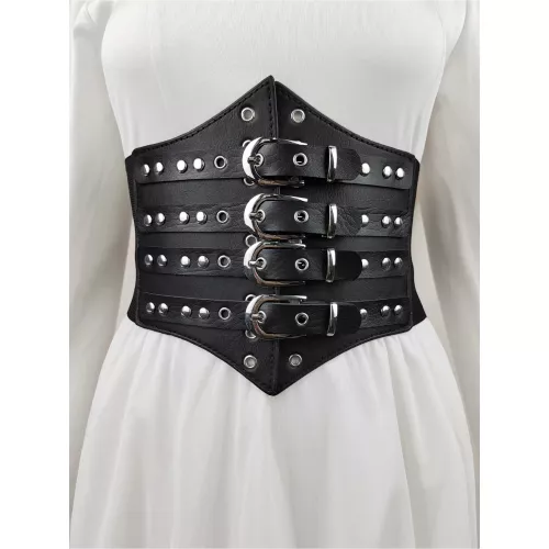 Décoration à quatre boutonnage pour femmes, mode européenne et américaine, avec large fermeture à la taille, jupe chemise et ceinture élastique