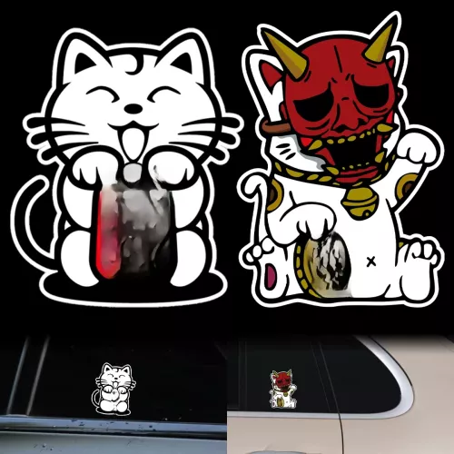 JDM Maneki Neko chat chanceux autocollants de voiture réfléchissants Moto Scooter Auto Moto corps réservoir de carburant casque vinyle décalcomanies a